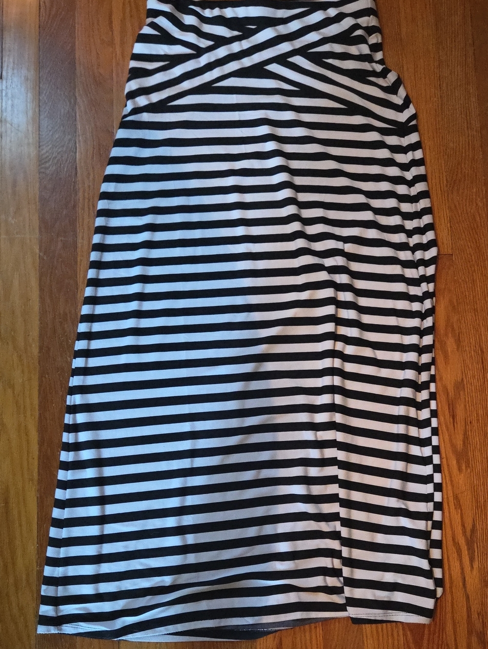 ECI Black and White Striped Maxi Skirt